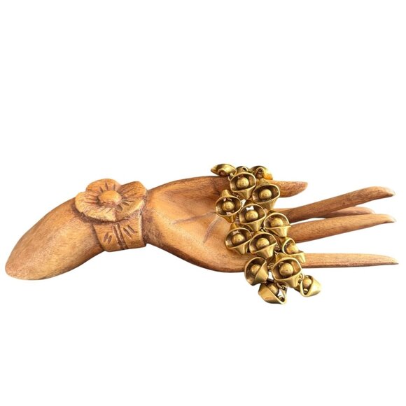 J Crew Rare Gold-Toned Metal Link Bracelet Sculptural Design Mod Mid Century - Picture 1 of 15